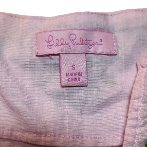 Lilly Pulitzer Elina Tunic Top Dress‎ Cotton Slub Embroidered Pink Green Swim S - Picture 10 of 10
